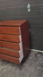REFINISHED Mid Century Modern Teak Tallboy, Narrow 11