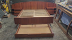 REFINISHED Danish MCM Queen Teak Bed w Nightstands & Storage by Uldum 13