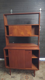 REFINISHED Danish Mid Century Modern Teak 2-Piece Cabinet w Shelving /Divider 13