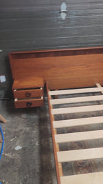 REFINISHED Mid Century Modern Teak Queen Bed w Rosewood Details 11