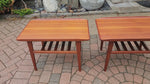 2 REFINISHED Mid Century Modern Teak Accent Tables w Shelves 13