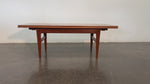 REFINISHED Danish Mid Century Modern Metamorphic Teak ‘Elevator’ Table by Kai Kristiansen, 3 Tables in 1 2