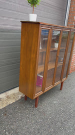 RESTORED Mid Century Modern Walnut Cabinet w Glass Doors 13