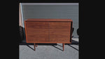 REFINISHED Mid Century Modern Teak Cabinet w Walnut Doors 4 ft Narrow 13