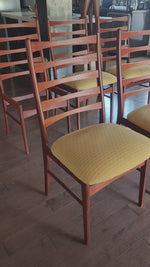 6 REFINISHED Danish MCM Teak Ladder-Back Chairs will be REUPHOLSTERED 12