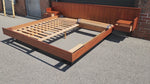 REFINISHED Mid Century Modern Teak Bed King w Floating Nightstands 12