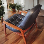 REFINISHED Mid Century Modern R.Huber Teak SCOOP Lounge Chair 12