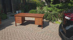 REFINISHED Mid Century Modern Teak Desk w Two Pedestals Free-Standing 65