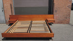 REFINISHED Mid Century Modern Teak Bed King w Floating Nightstands 11