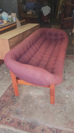 REFINISHED Mid Century Modern R.Huber Teak Scoop Tub Sofa XL 13