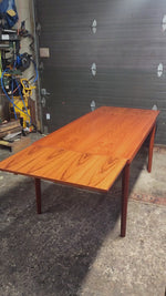 REFINISHED Danish MCM Teak Draw Leaf Table by H. Kjaernulf  54