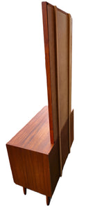 REFINISHED Danish Mid Century Modern Teak Cabinet with Drawers & Mirror 6