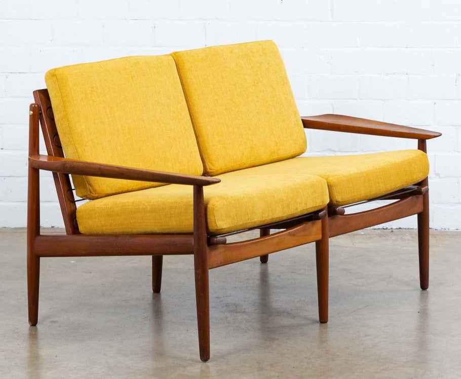 Choose Fabric! REFINISHED Danish MCM Teak Two-Seater Sofa by Arne Vodder for Glostrup