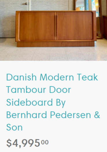 REFINISHED Danish MCM Teak Tambour Sideboard by Johannes Andersen 63
