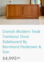 REFINISHED Danish MCM Teak Tambour Sideboard by Johannes Andersen 63