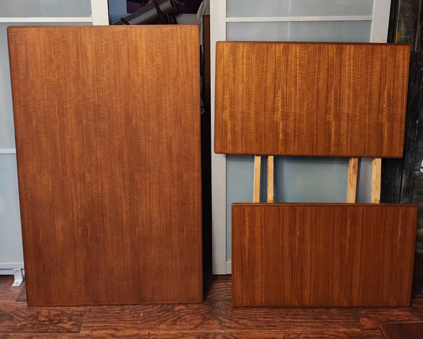 REFINISHED Danish Mid Century Modern Teak Draw Leaf Table 51" - 90"