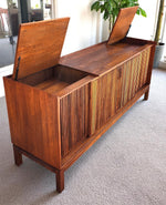 REFINISHED Mid Century Modern Walnut Stereo Console w Finished Back 1