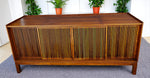 REFINISHED Mid Century Modern Walnut Stereo Console w Finished Back 4