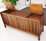 REFINISHED Mid Century Modern Walnut Stereo Console w Finished Back 7