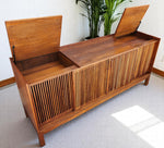 REFINISHED Mid Century Modern Walnut Stereo Console w Finished Back 9