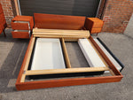 REFINISHED MCM Teak Queen Bed w Storage, Nightstands & 2 dressers by REFF 14