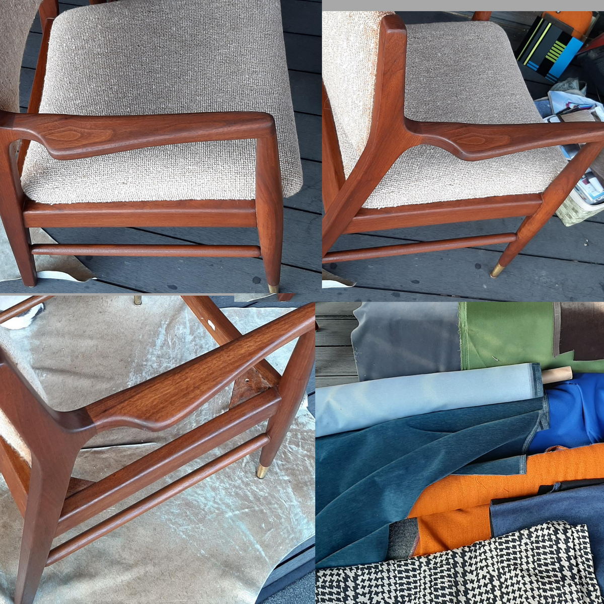 Set of 2 REFINISHED & Ready to be REUPHOLSTERED American MCM Walnut Armchairs