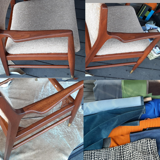 Set of 2 REFINISHED & Ready to be REUPHOLSTERED American MCM Walnut Armchairs