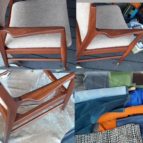 Set of 2 REFINISHED & Ready to be REUPHOLSTERED American MCM Walnut Armchairs