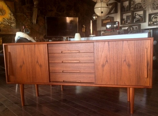 Restored Danish MCM Teak Sideboard or Media TV Console, 63", perfect - Mid Century Modern Toronto