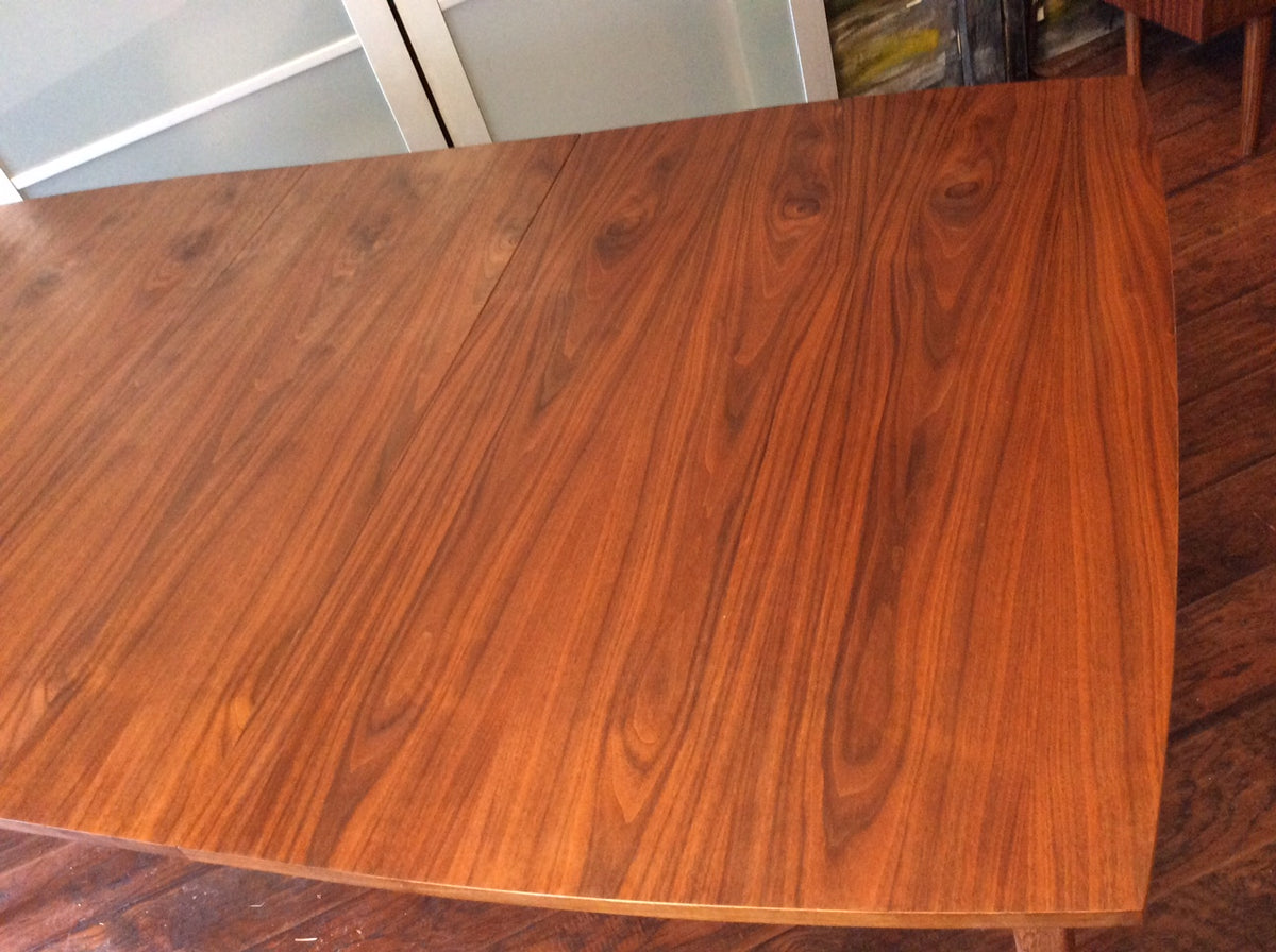 Mid Century Modern Walnut Dining Table Extendable w 1 leaf REFINISHED - Mid Century Modern Toronto