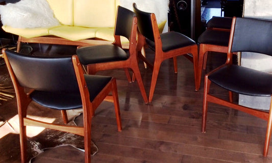 6 Danish Mid Century Modern Teak Chairs REFINISHED REUPHOLSTERED by Eric Buch, $175 each - Mid Century Modern Toronto
