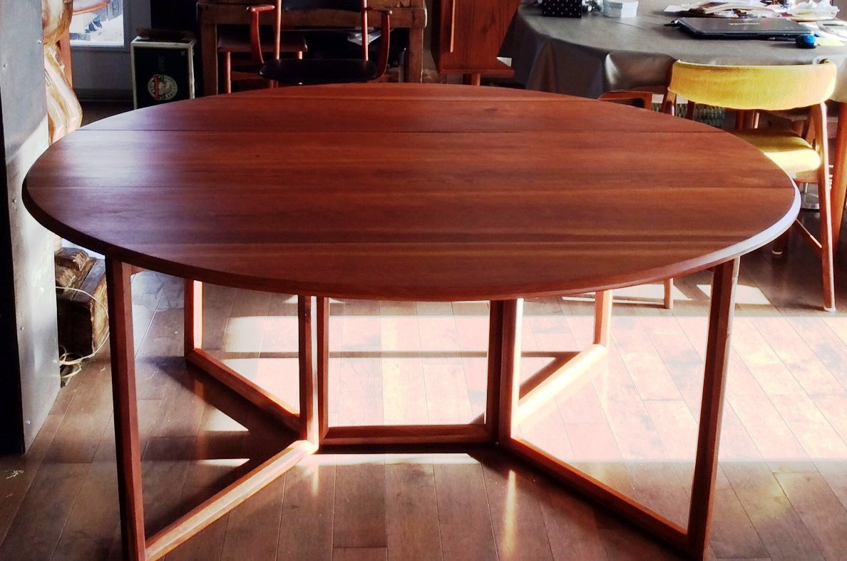 Danish MCM Solid Teak Gate-leg Drop Leaf Dining Table REFINISHED in style of Peter Hvidt and Orla Mølgaard - Mid Century Modern Toronto