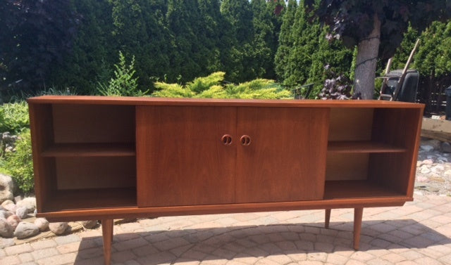 Danish Mid Century Modern Teak Sideboard TV Media Console Large 6 ft – REFINISHED - Mid Century Modern Toronto