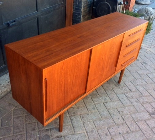 REFINISHED Danish MCM Teak Sideboard TV Media Console 60” - Mid Century Modern Toronto