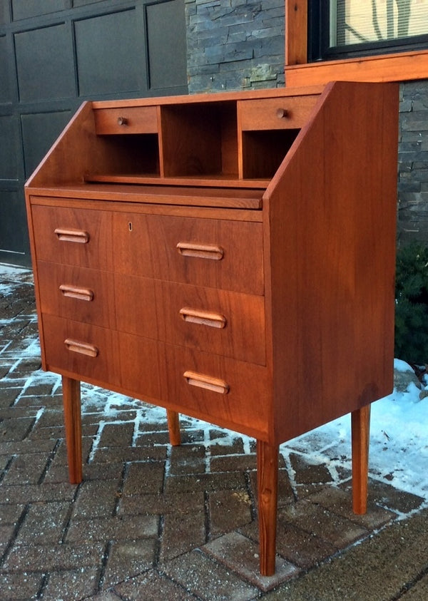 Danish Mid Century Modern Teak Dresser - Vanity or Secretary Desk REFINISHED - Mid Century Modern Toronto