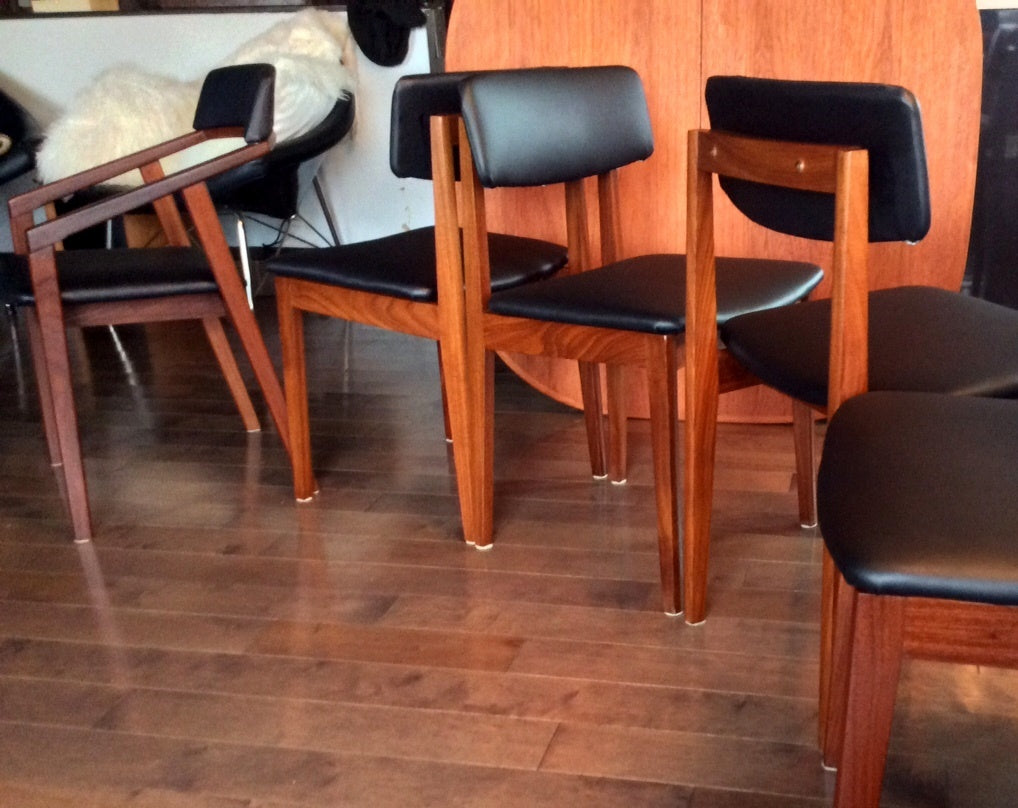 4 or 5 Mid Century Modern Solid Teak Chairs  by Jan Kuypers REFINISHED REUPHOLSTERED - Mid Century Modern Toronto