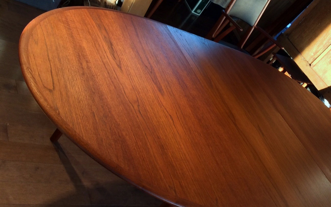 Mid Century Modern Oval Teak Dining Table Extendable REFINISHED - Mid Century Modern Toronto