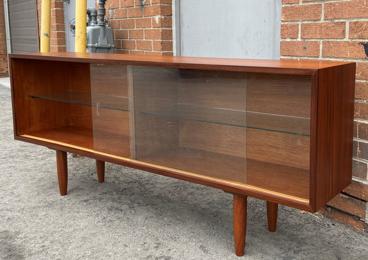 REFINISHED Mid Century Modern Teak Bookcase Display Media Console 60