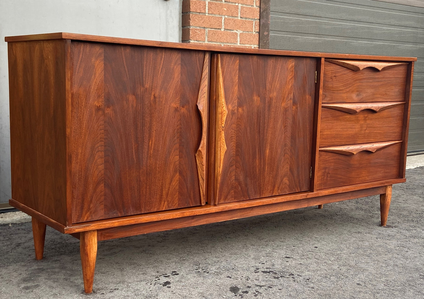 REFINISHED MCM Walnut Buffet Sideboard 66", Perfect