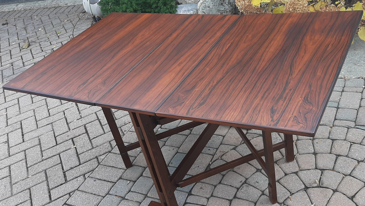 REFINISHED Brazilian Rosewood Gate-leg Drop Leaf Table by S. Ressell, made in Norway, perfect - Mid Century Modern Toronto