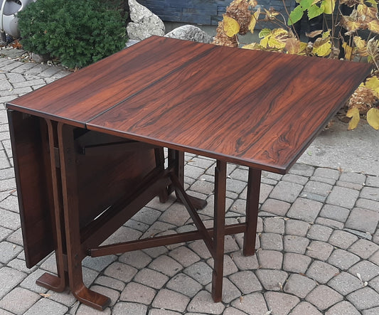 REFINISHED Brazilian Rosewood Gate-leg Drop Leaf Table by S. Ressell, made in Norway, perfect - Mid Century Modern Toronto