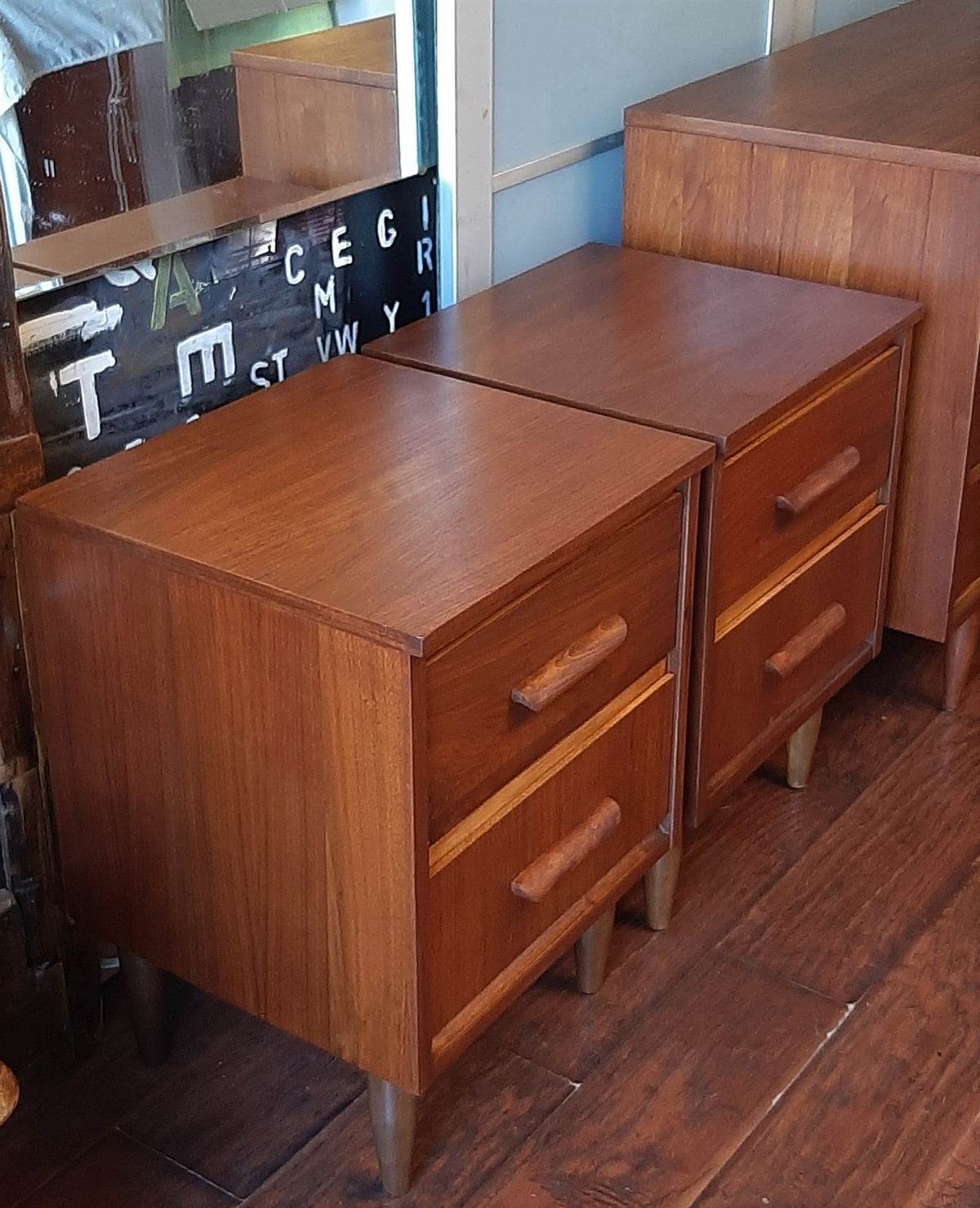 2 REFINISHED Mid Century Modern Walnut Nightstands - Mid Century Modern Toronto