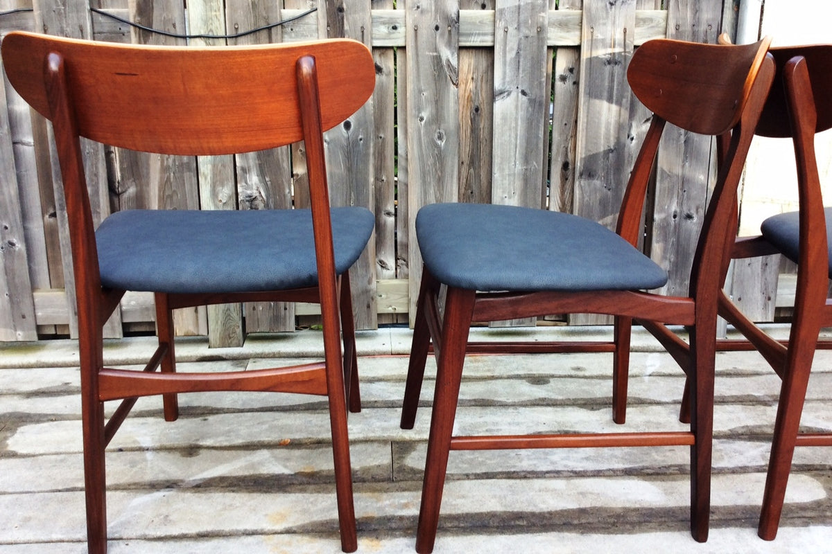 Set of 4 Danish Mid Century Modern Solid Teak Dining Chairs REUPHOLSTERED - Mid Century Modern Toronto