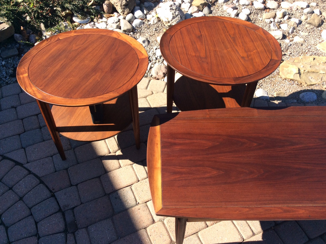 Mid Century Modern Set of Walnut Coffee Table & 2 End Tables REFINISHED - Mid Century Modern Toronto