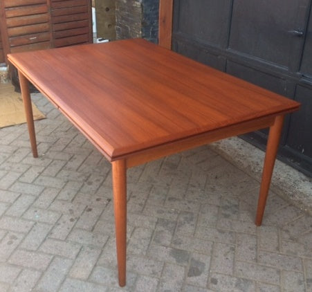 REFINISHED Danish MCM  Teak Table w 2 Leaves by DYRLUND 59"-104" - Mid Century Modern Toronto