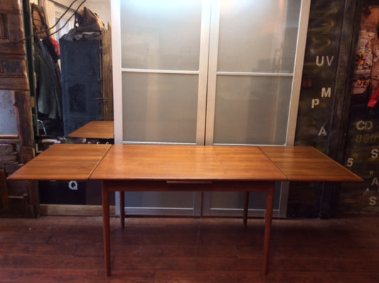 REFINISHED Danish MCM  Teak Draw Leaf Table - Mid Century Modern Toronto