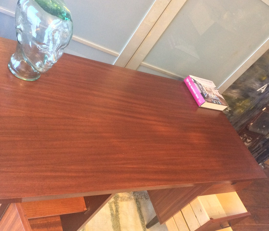 Mid Century Modern Mahogany or Teak Desk REFINISHED Free Standing - Mid Century Modern Toronto