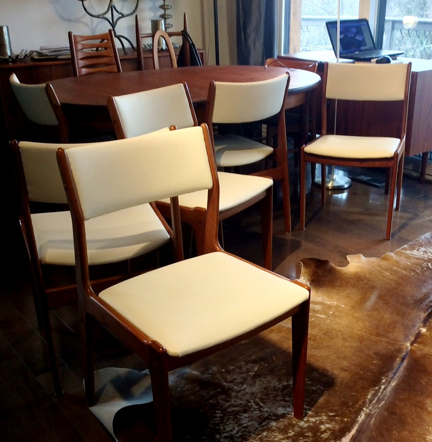 Set of 6 Danish Mid Century Modern Teak Chairs REUPHOLSTERED like new $166 each - Mid Century Modern Toronto