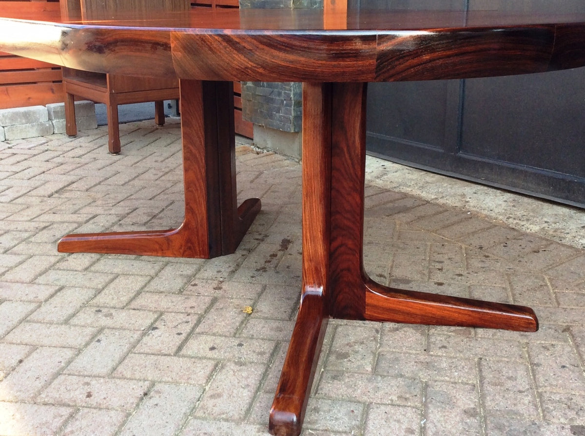 Danish MCM Rosewood Extension Table REFINISHED, 6 Chairs REUPHOLSTERED - Mid Century Modern Toronto