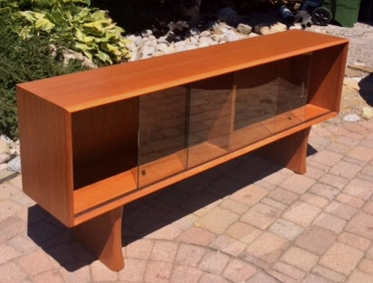 Danish MCM Teak Narrow Display TV Console Bookcase 60" - Mid Century Modern Toronto